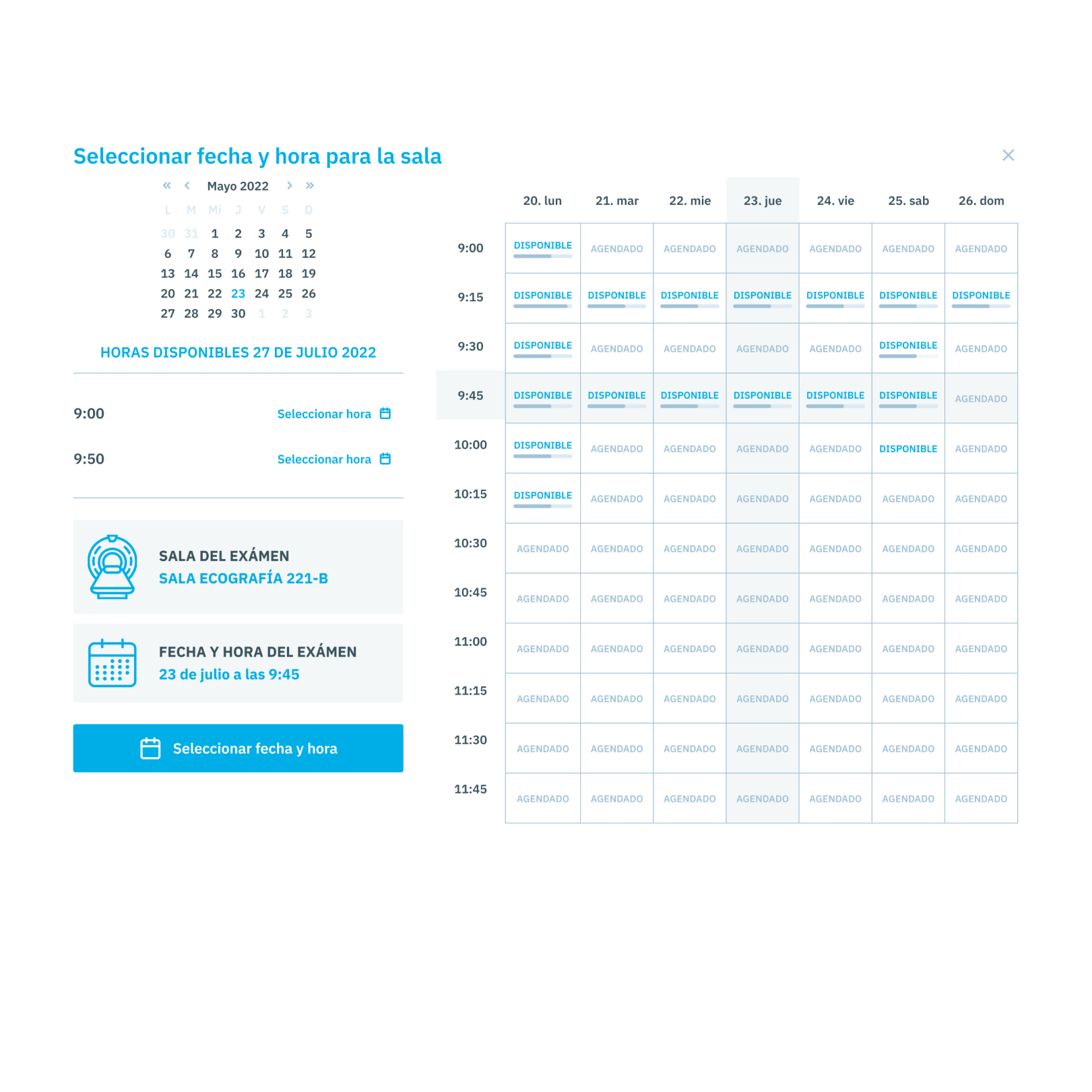 Comprehensive management system (scheduling in image) in a medical center.